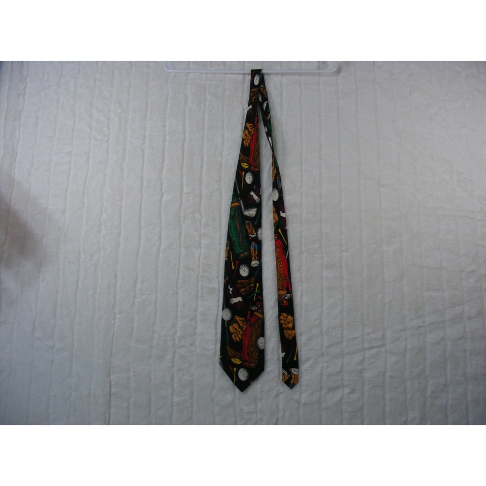 Addiction Necktie Mens One Size Black Excellent Silk Golf Novelty Print Tie
